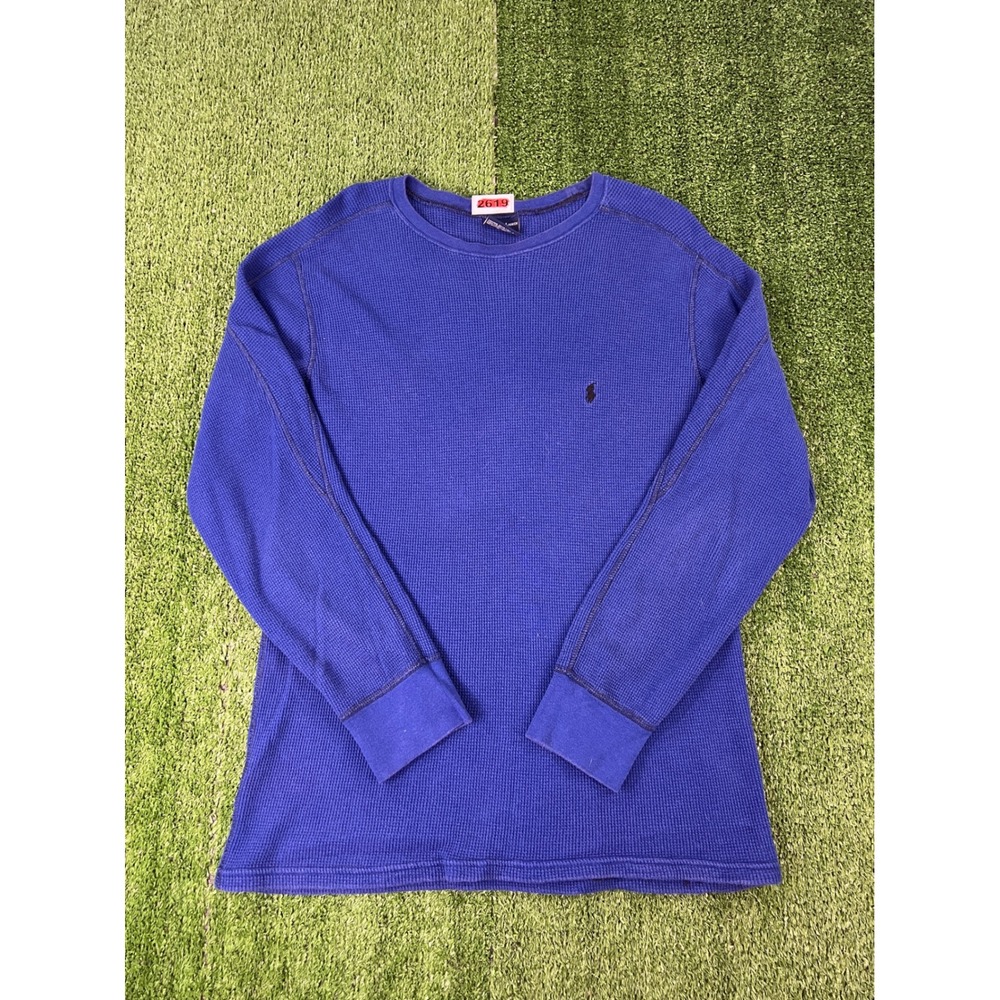 Polo Ralph Lauren Sleepwear Mens Large Blue Waffle Knit Thermal Long Sleeve Top